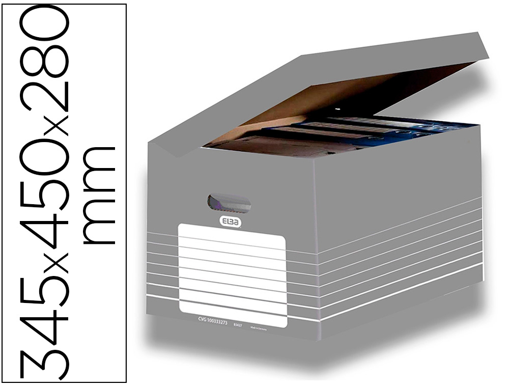 BOTE ARCHIVES ELBA CARTON RIGIDE 870X775MM SYSTME MONTAGE AUTOMATIQUE OUVERTURE DESSUS POUR 4/5 BOTES DOS 80/100MM