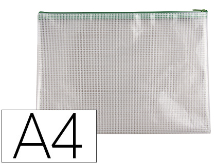 POCHETTE Q-CONNECT PORTE-DOCUMENTS PVC A4 OUVERTURE SUPRIEURE AVEC FERMETURE CLAIR COLORIS VERT