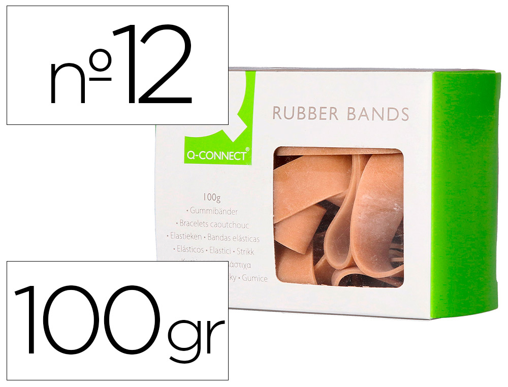 BRACELET CAOUTCHOUC Q-CONNECT N.12 120X10MM BOTE FENTRE DE 100G