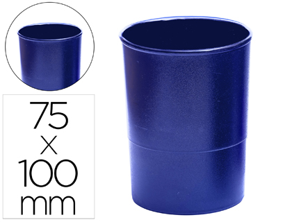 POT A CRAYONS Q-CONNECT PLASTIQUE HAUTEUR 100MM DIAMETRE 75MM COLORIS BLEU OPAQUE