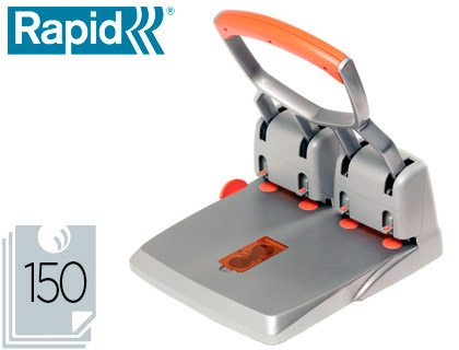 PERFORATEUR RAPID SUPRME HDC150 4 TROUS DIAMTRE 6MM CAPACIT PERFORATION 150F COLORIS ARGENT/ORANGE 320X170X360MM