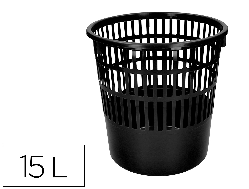 CORBEILLE A PAPIER LIDERPAPEL ECOUSE PLASTIQUE 100% RECYCLE 15L 285X290MM COLORIS NOIR