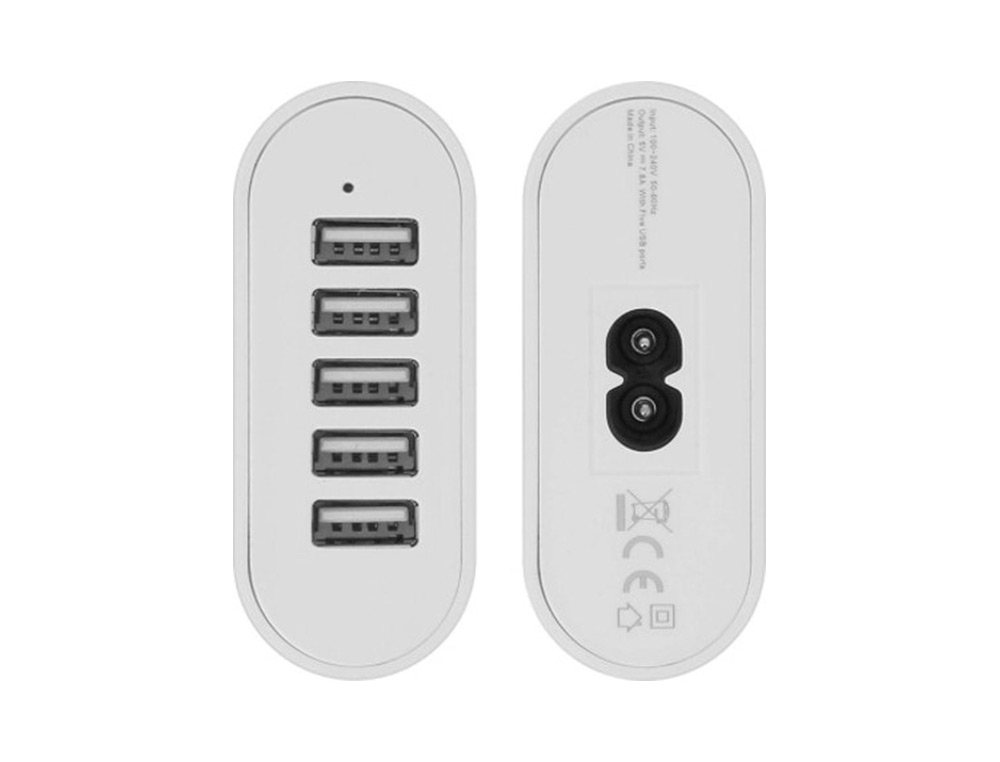 CHARGEUR SECTEUR 8A 5 PORTS USB EN SIMULTANE TECHNOLOGIE  SMART IC INTEGREE