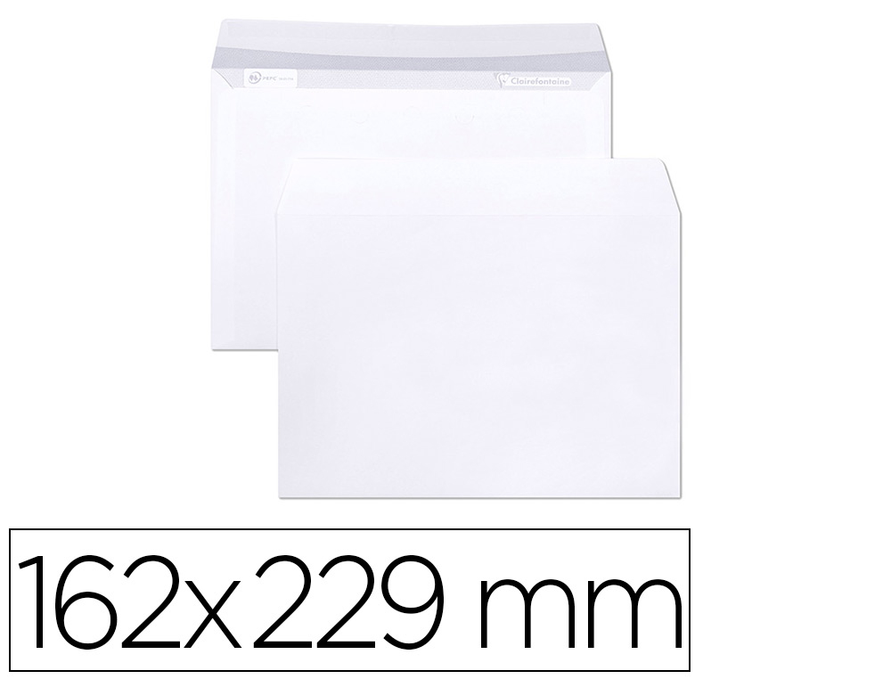 ENVELOPPE BLANCHE CLAIREFONTAINE BANDE DE       PROTECTION 90G FENETRE 45     162X229MM BLANCHE BOITE DE