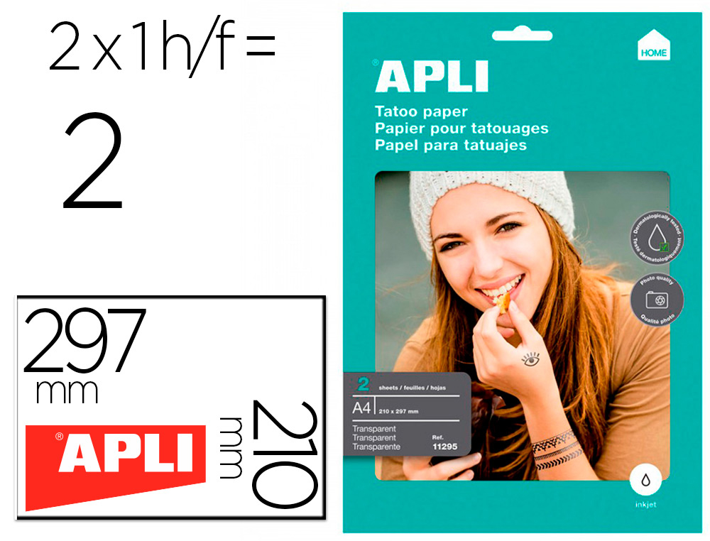 FEUILLES PAPIER APLI A4 PAPIER POUR TATOUAGE JET      D'ENCRE. PACK DE 2