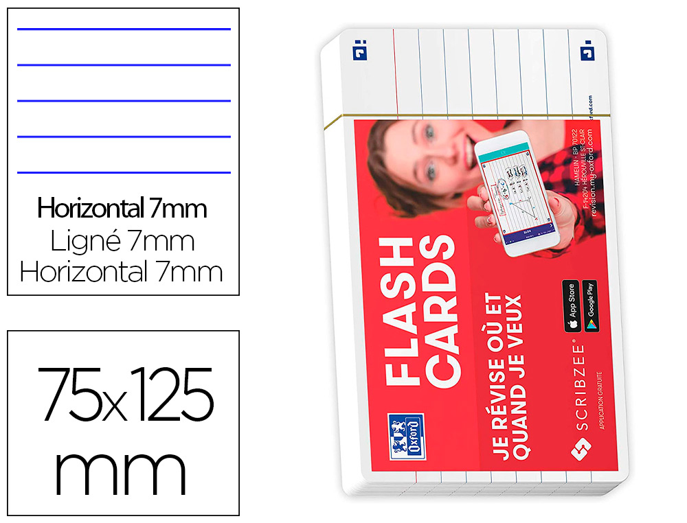 FICHES BRISTOL OXFORD FLASH 2.0 75X125MM 32 FICHES /FILM  L7MM CADRE BLANC