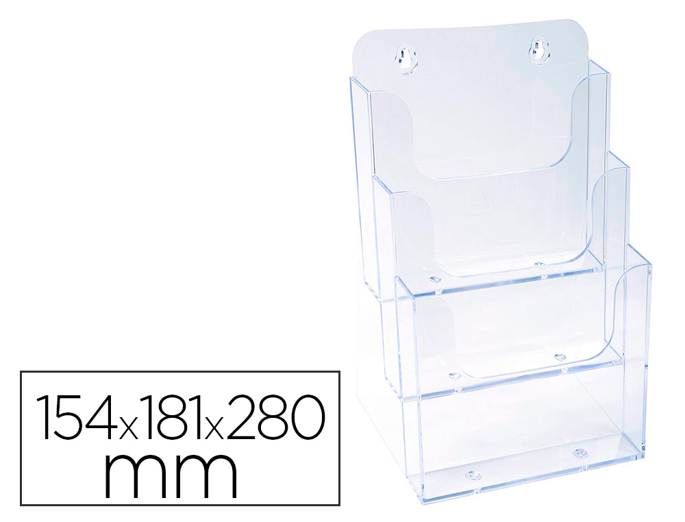 DISTRIBUTEUR EXACOMPTA POLYSTYRENE FORMAT A5         VEERTICAL 3 COMPARTIMENTS     TRANSPARENT