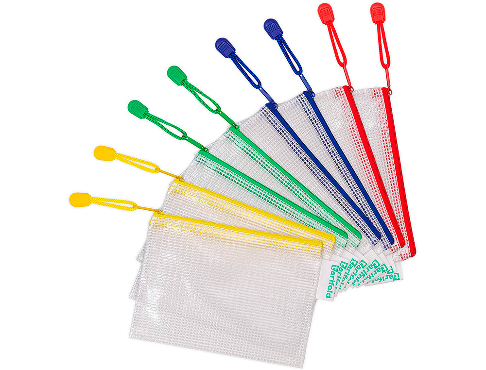 POCHETTE RENFORCEE TARIFOLD A ZIP A6, 175 * 125 MM COLORIS  ASSORTIS SACHET DE 8