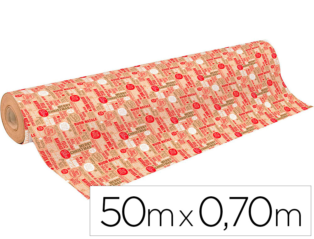 ROULEAU PAPIER CADEAU KRAFT NON VERG  AUX MOTIFS          CLAIREFONTAINE MOTS DE NO L.  50M X 0,70M 70G.