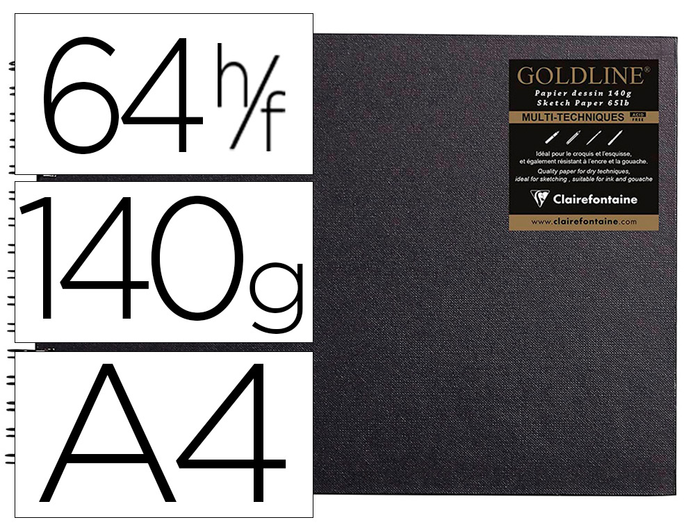 CARNET   SPIRALE PAYSAGE GOLDLINE A4 PAPIER BLANC      21X29,7CM140GR 64F