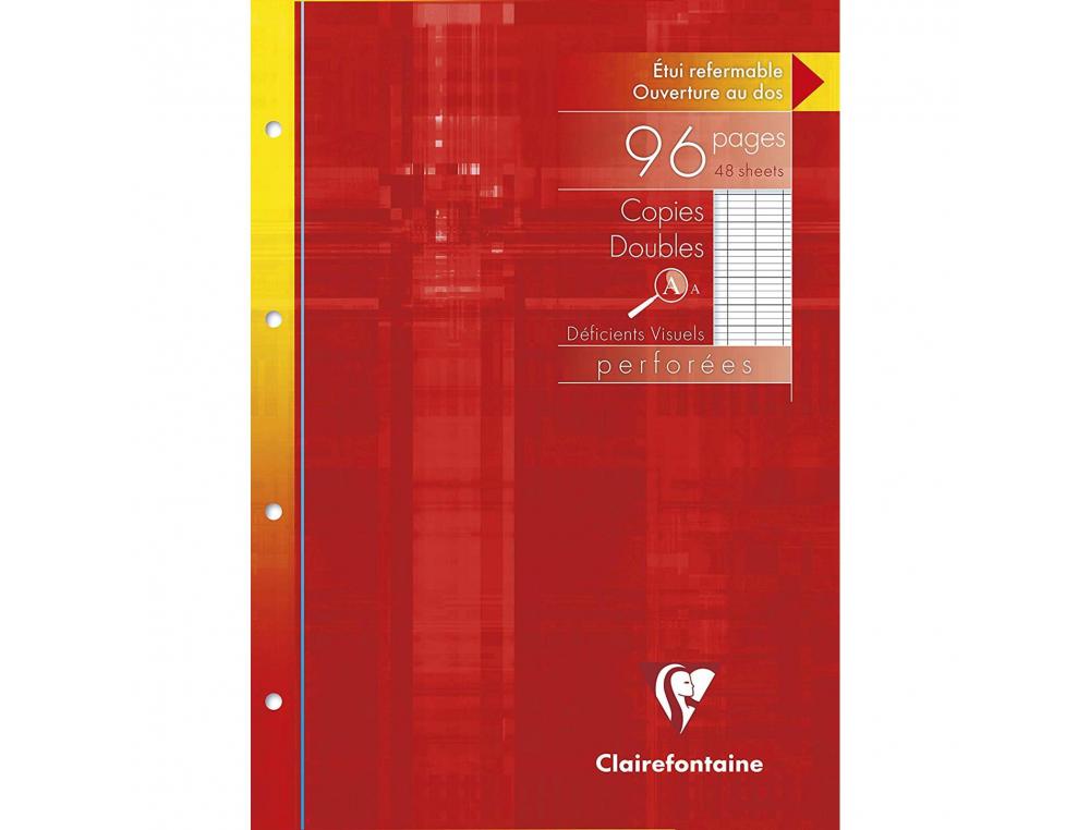 COPIES DOUBLES CLAIREFONTAINE PERFOREES DEFICIENTS VISUELS  21X29,7CM 100P SEYES NOIR     2,5MM