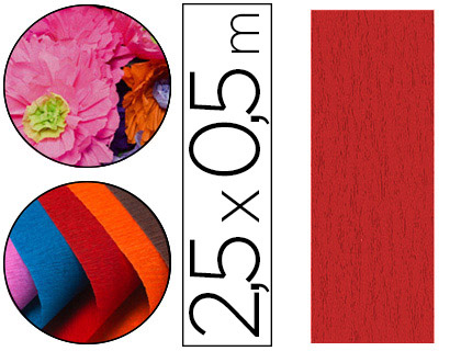 PAPIER CRPON CLAIREFONTAINE DENSIT CRPAGE 60% 40G/M2 50CMX2.5M UNICOLORE ROUGE POCHETTE 10F