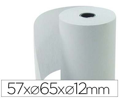 BOBINE PAPIER SCHADES CALCU LATRICES CAISSES ENREGISTREUSES DIAMTRE 65MM MANDRIN 12MM LARGEUR 57MM 1 PLI