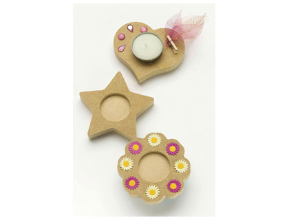 SUPPORT BOUGIE BOIS  DCORER FORMES ASSORTIES 13X9CM LOT 12 UNITS