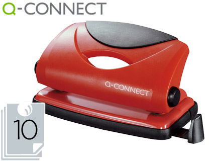 PERFORATEUR Q-CONNECT CAPACIT PERFORATION 10F 2 TROUS COLORIS ROUGE 117X105MM