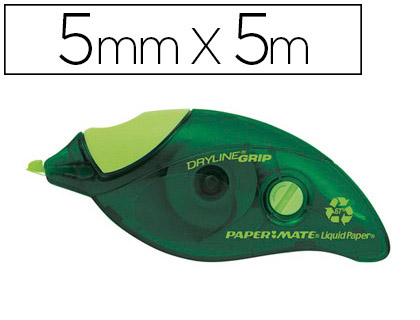CORRECTEUR PAPER MATE DRYLINE GRIP RECYCL DVIDOIR ERGONOMIQUE RUBAN 5MMX8.5M APPLICATION FRONTALE RCRITURE IMMDIATE