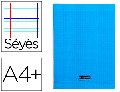CAHIER PIQU CLAIREFONTAINE COUVERTURE POLYPROPYLNE TRANSPARENTE A4+ 24X32CM 96 PAGES 90G SYS COLORIS BLEU
