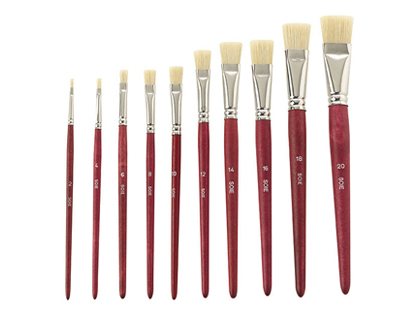 BROSSE PLATE PINSELFABRIK SOIE DE PORC N16 VIROLE FER BLANC NICKEL LOT 10 UNITS