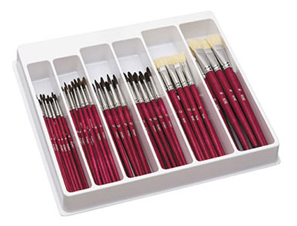 PINCEAU PINSELFABRIK SCHOOLPACK 60 PINCEAUX + 20 BROSSES PLATES POILS PONEY