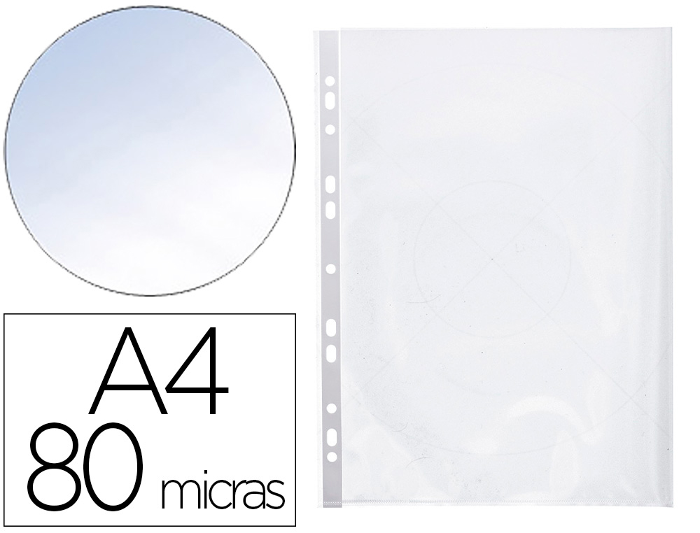 POCHETTE Q-CONNECT POLYPROPYLNE 8/100E PERFORE OUVERTURE ANGLE ANTISTATIQUE A4 210X297MM SACHET 25 UNITS