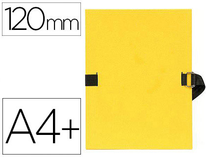 CHEMISE EXACOMPTA CARTON PAPIER TOIL 240X320MM DOS EXTENSIBLE 120MM SANGLE COTON BOUCLE CRANTE COLORIS JAUNE