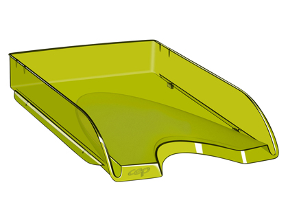 CORBEILLE  COURRIER CEP HAPPY POLYSTYRNE ANTICHOC A4 SUPERPOSABLE VERTICALE/ESCALIER 348X257X66MM COLORIS VERT BAMBOU