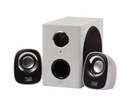 ENSEMBLE 3 ENCEINTES T'NB MX SERIES CAISSON BASSE 12X18X19CM 2 SATELLITES 85X105X88MM PUISSANCE TOTALE 7W COLORIS BLANC