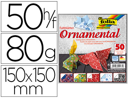 PAPIER PLIAGE FOLIA ORIGAMI 150X150MM THME FANTAISIE COLORIS ASSORTIS POCHETTE 50F