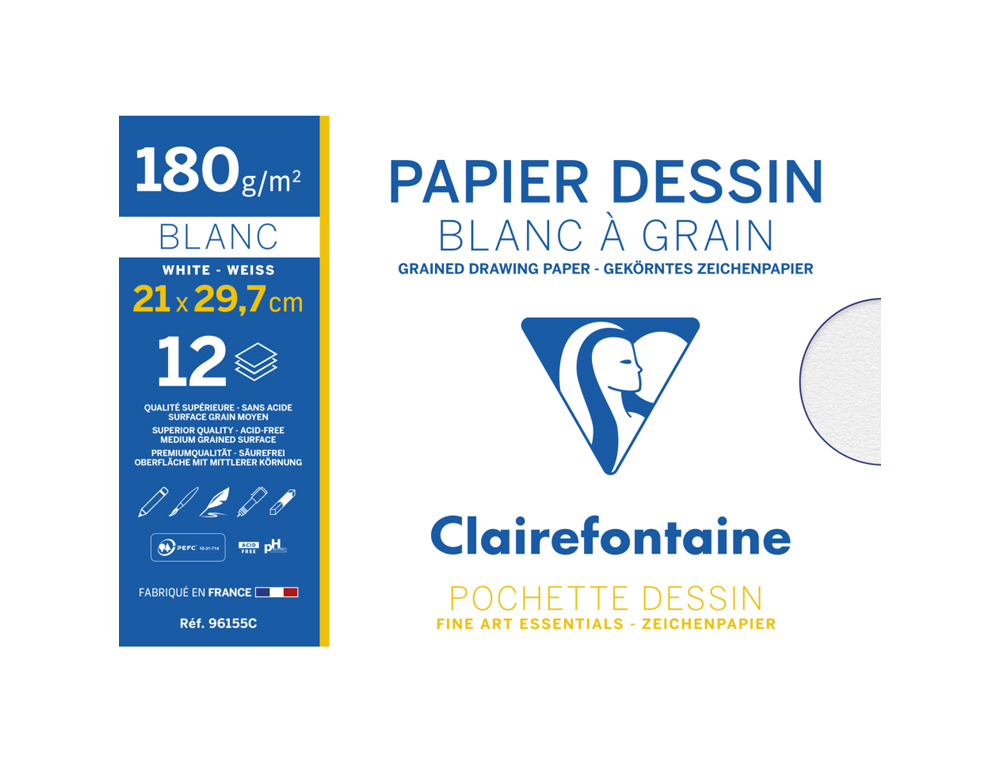 POCH DESSIN A GRAIN 12F A4 180G