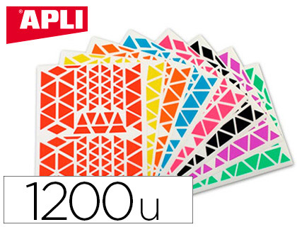 GOMMETTE GOMTRIQUE APLI AGIPA TRIANGLE COLORIS ASSORTIS POCHETTE 10F 1200 UNITS
