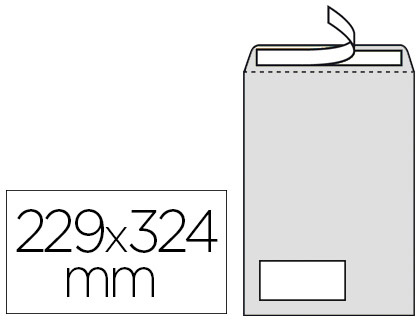 POCHETTE LA COURONNE ADHSIVE VLIN EXTRA BLANC 90G FOND GRIS C4 229X324MM FENTRE 50X100MM BOTE 250 UNITS