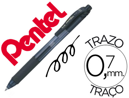 ROLLER PENTEL ENERGEL RTRACTABLE RECHARGEABLE POINTE MTAL 0.7MM NOIR