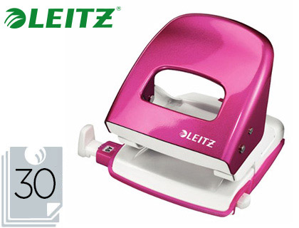 PERFORATEUR LEITZ MTAL CAPACIT PERFORATION 30F 2 TROUS COLORIS ROSE 107X100X137MM