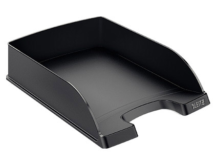 CORBEILLE  COURRIER LEITZ PLUS POLYSTYRNE QUALIT SUPRIEURE SUPERPOSABLE ESCALIER OU VERTICAL 357X255X70MM NOIR