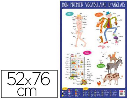 POSTER BOUCHUT GRANDRMY PREMIER VOCABULAIRE ANGLAIS 52X76CM 150G PELLICUL EFFAABLE  SEC
