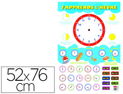 POSTER BOUCHUT GRANDRMY J' APPRENDS L'HEURE 52X76CM 150G PELLICUL EFFAABLE  SEC