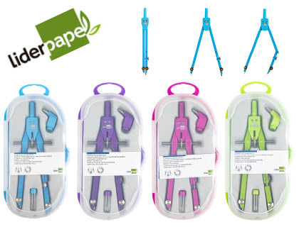COMPAS LIDERPAPEL MICROMTRIQUE ARTICUL 2 BRANCHES ADAPTATEUR CIRCONFRENCE 32CM LONGUEUR 17CM MINES 2MM TUI PLASTIQUE