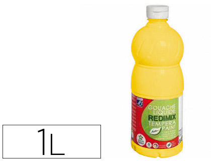 GOUACHE LEFRANC BOURGEOIS LIQUIDE REDIMIX NON TOXIQUE FLUIDE COUVRANTE PRTE  L'EMPLOI JAUNE PRIMAIRE FLACON 1000ML