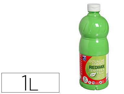 GOUACHE LEFRANC BOURGEOIS LIQUIDE REDIMIX NON TOXIQUE FLUIDE COUVRANTE PRTE  L'EMPLOI VERT CLAIR FLACON 1000ML