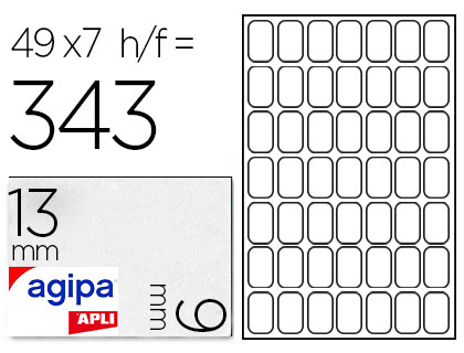 TIQUETTE ADHSIVE APLI AGIPA BUREAU 9X13MM POCHETTE 343 UNITS