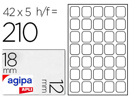 TIQUETTE ADHSIVE APLI AGIPA BUREAU 12X18MM POCHETTE 210 UNITS