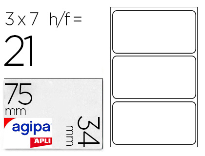 TIQUETTE ADHSIVE APLI AGIPA BUREAU 34X75MM POCHETTE 21 UNITS