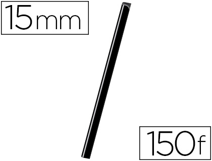 BAGUETTE RELIER EXACOMPTA SERODO DCOUPE ARRONDIE FACILITE INSERTION 150F PAISSEUR 15MM LONGUEUR 297MM NOIR BOTE 20U