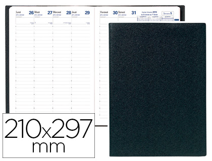 AGENDA QUO VADIS MILLSIM 13 MOIS 09/09 A4 210X297MM 1 SEMAINE/2 PAGES COLORIS NOIR