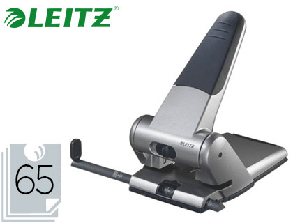 PERFORATEUR LEITZ GROS TRAVAUX CAPACIT PERFORATION 65F 2 TROUS COLORIS MTAL/NOIR 130X100X220MM