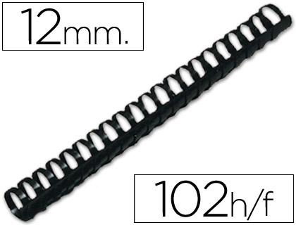ANNEAU PLASTIQUE  RELIER Q-CONNECT CAPACIT 80F 12MM DIAMTRE COLORIS NOIR BOTE 100 UNITS