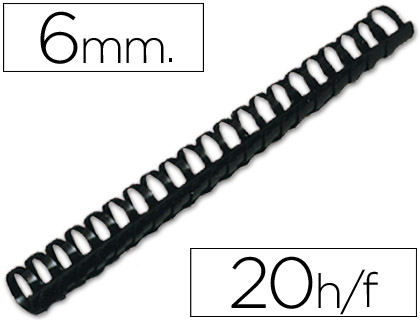 ANNEAU PLASTIQUE  RELIER Q-CONNECT CAPACIT 20F 6MM DIAMTRE COLORIS NOIR BOTE 100 UNITS