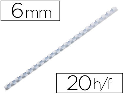 ANNEAU PLASTIQUE  RELIER Q-CONNECT CAPACIT 20F 6MM DIAMTRE COLORIS BLANC BOTE 100 UNITS