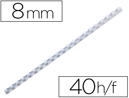 ANNEAU PLASTIQUE  RELIER Q-CONNECT CAPACIT 40F 8MM DIAMTRE COLORIS BLANC BOTE 100 UNITS