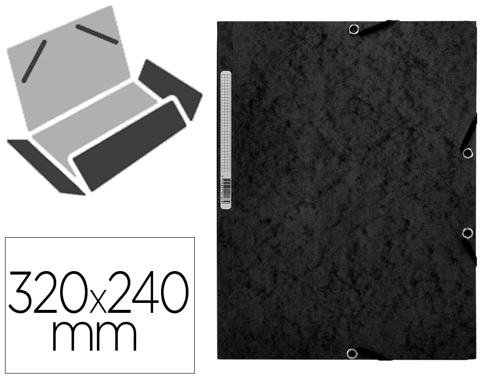 CHEMISE Q-CONNECT CARTE LUSTRE 375G POUR DOCUMENTS A4 320X243MM 3 RABATS COLORIS NOIR